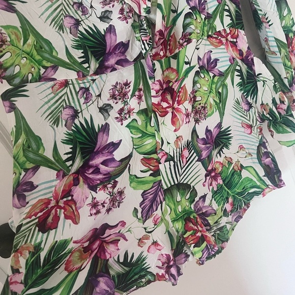 La Blanca Calypso Island Tropical Print Bell Sleeve Romper Size Large - Picture 6 of 10